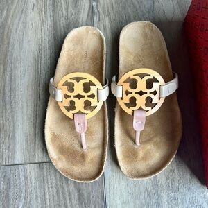 Tory Burch Gold and Pink Sandals